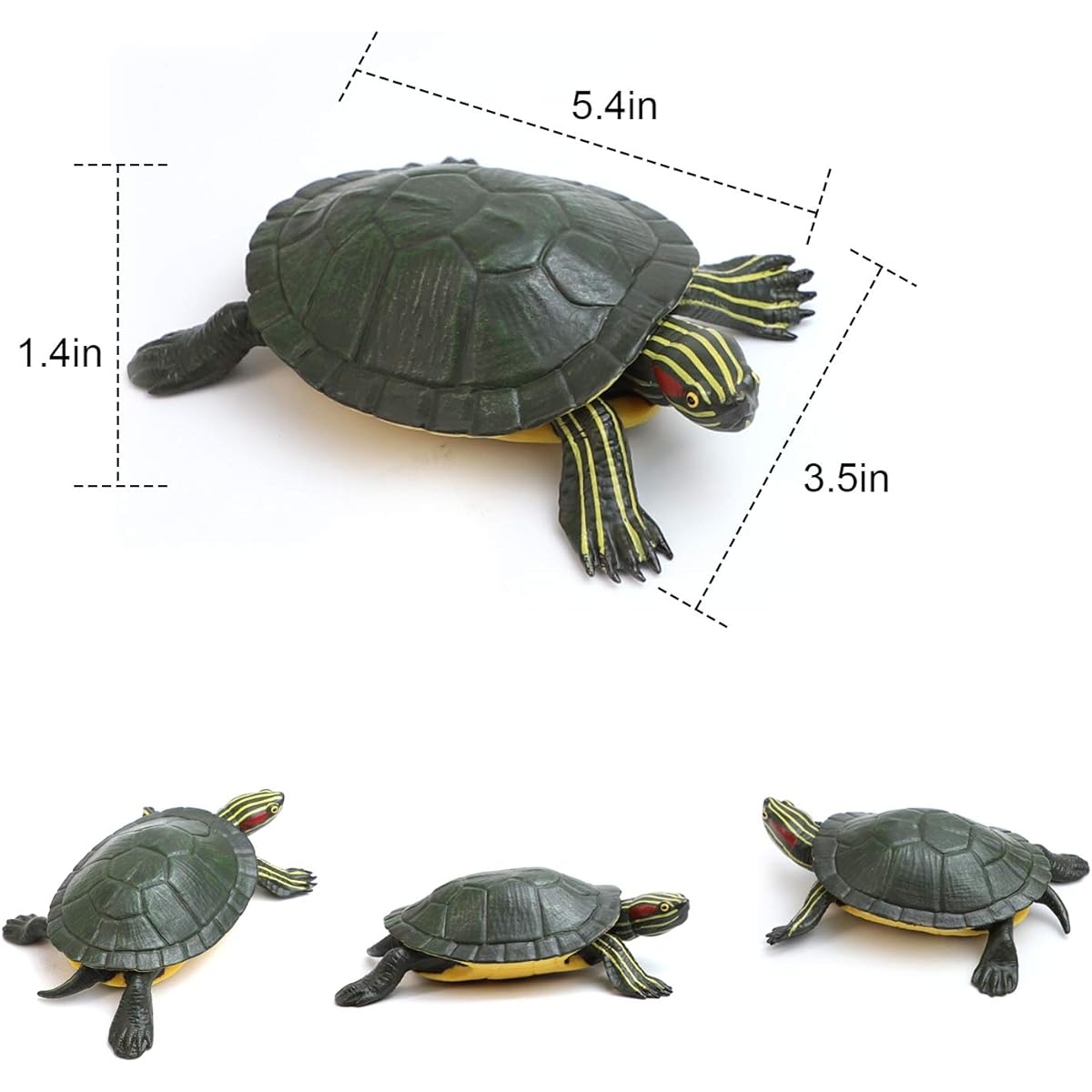Azure Zone Realistic Plastic Red Eared Slider Turtle Figures, Lifelike Red Eared Terrapin Brazilian Turtles, Popular Pet Decorations, Learning, Education, Marine Animals, Set of 2