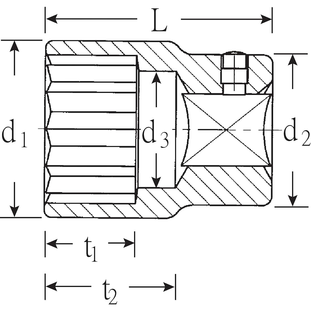 Stabile Socket 12 Square 60-34 Drive Angle: 25.4 x Total Length: 67mm