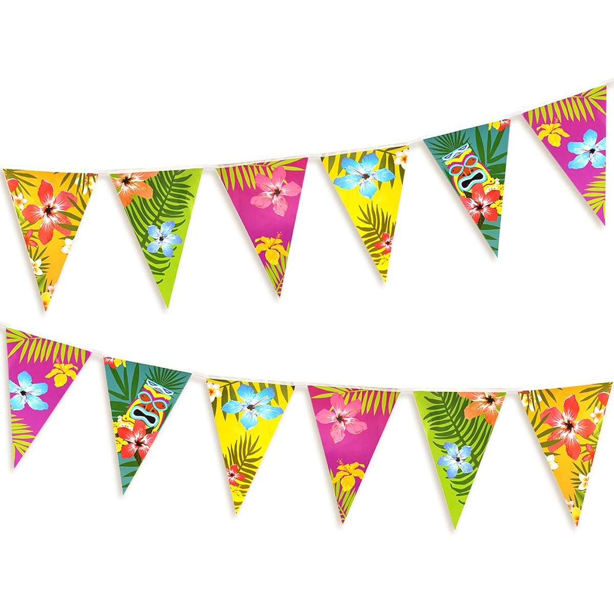 FEPITO 2 Pack Hawaiian Bunting Banners 6 Meters Total Luau Tropical Party Bunting