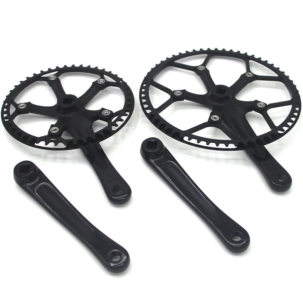 JNP 45T 47T 53T 56T 58T Aviation Aluminum Ultralight Folding Bike Crankset Crank Length: 170mm (Black, 58T)