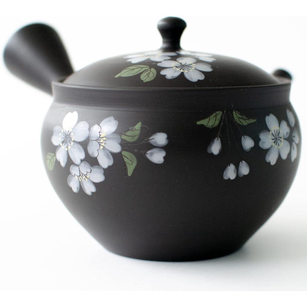 Tokoname Ware Gyokugama Teapot Ceramesh Ceramic Tea Strainer Approximately 240ml Black Kiln Variant Cherry Blossom Pattern Green Tea Japanese Tea Made in Japan 266295