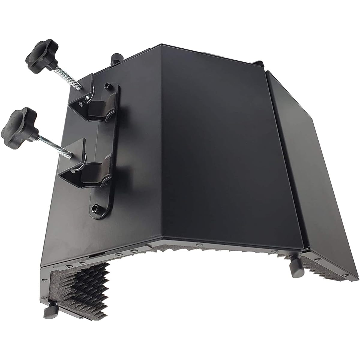 EMB Microphone Isolation Shield - Black - Foldable 3/8" Mic Thread Mount with High-Density Absorbent Foam Front & Vented Metal Backplate - Stage Right