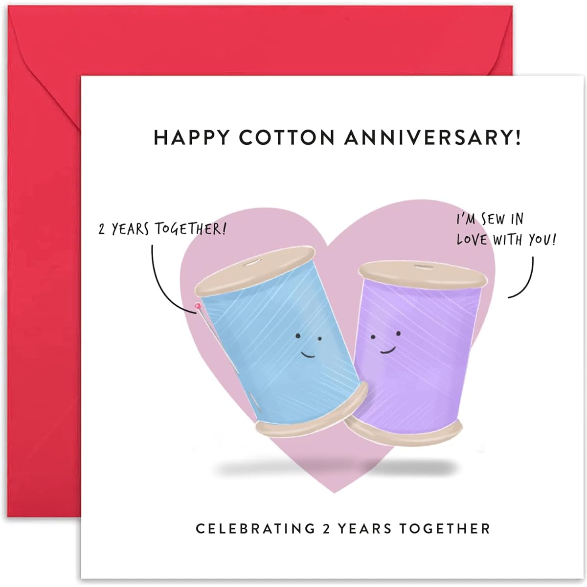 Old English Co. 2nd Wedding Anniversary Cards for Mr and Mrs - Cute Funny Cotton Anniversary Greeting Cards | Joke Humor 2nd Anniversary for Him and Her | Blank Inside & Envelope Included