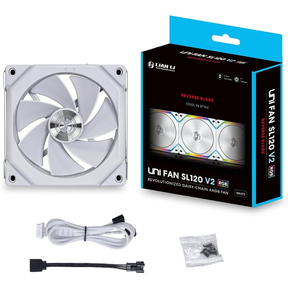 LIANLI Case Fan "UNI FAN" Series UNIFAN SL120 V2 REVERSE BLADE White Blade Reversal Model Compatible with "L-CONNECT 3" Japanese Authorized Distributor Product