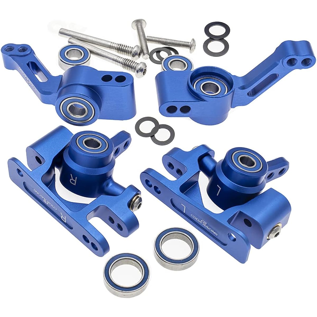 CODA RACING Alloy RC Caster Block & Steering Block & Rear Stub Axle Carrier for Traxxas 1/10 4X4 Slash, Stampede, Rustler 4WD - Replacement Part 6837 6832 1952