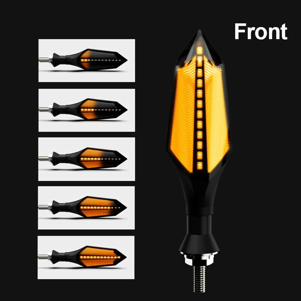 BessieSparks Turn Signal Lights 2pcs 8mm Universal Motorcycle 17LED Flashing Lamp Flowing Indicator Amber and Blue