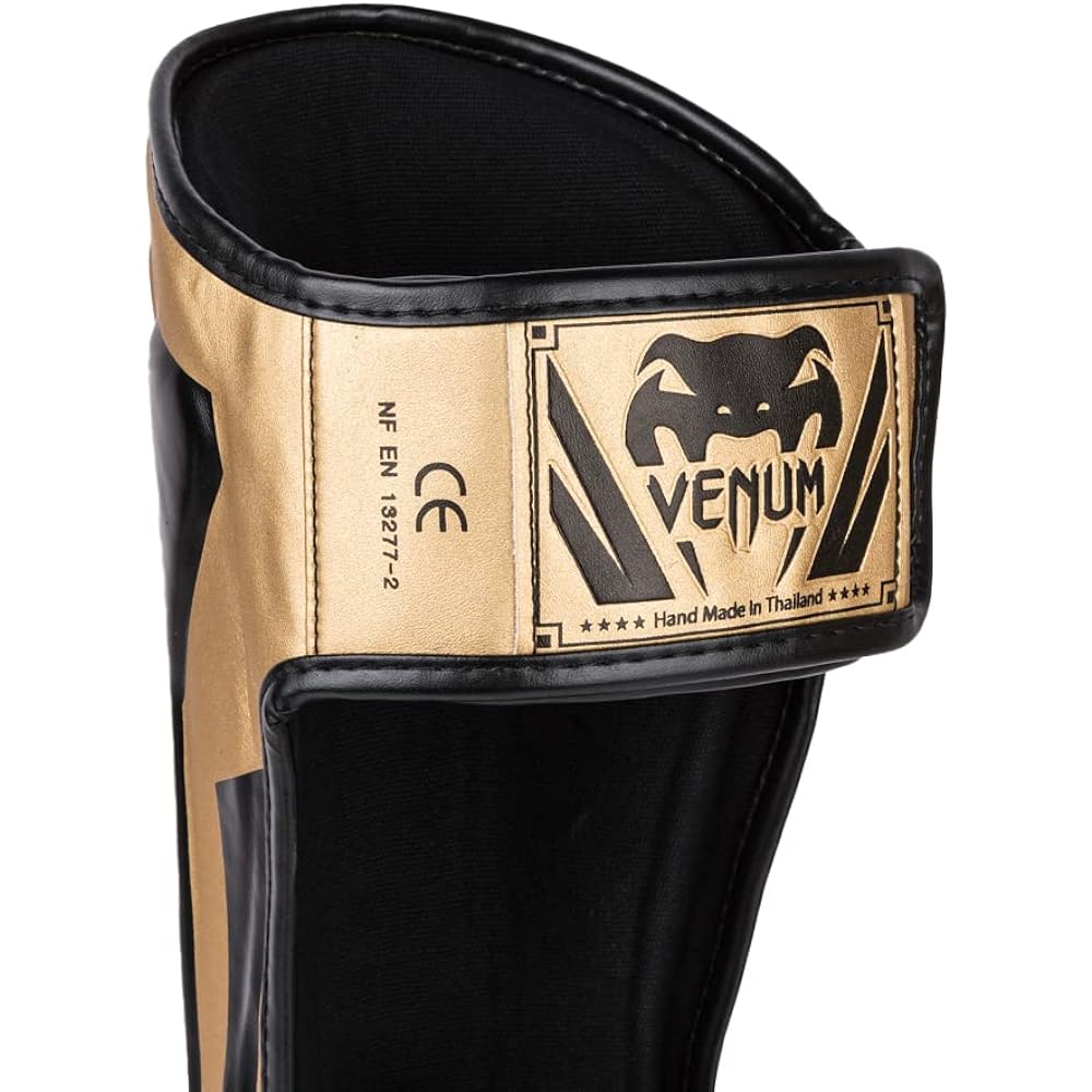 VENUM Leg Guard ELITE SHIN GUARDS (Gold x Black) VENUM-1394-449 // Legs Kickboxing Martial Arts Armor Protector