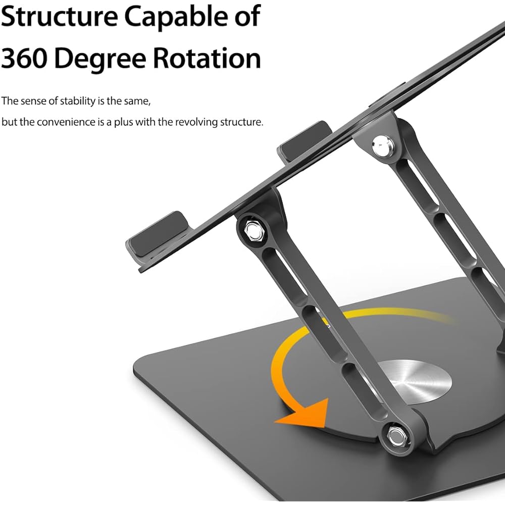 [araree] Note PC/Tablet PC Compatible Stand 360° Rotation Height Angle Adjustable Foldable Laptop Stand Portable Aluminum PC Stand Slim Compact Waste Heat Design PC Computer Stand Prevents Stiff Shoulders [Compatible with Laptops and Tablets 11 to 17.3 i