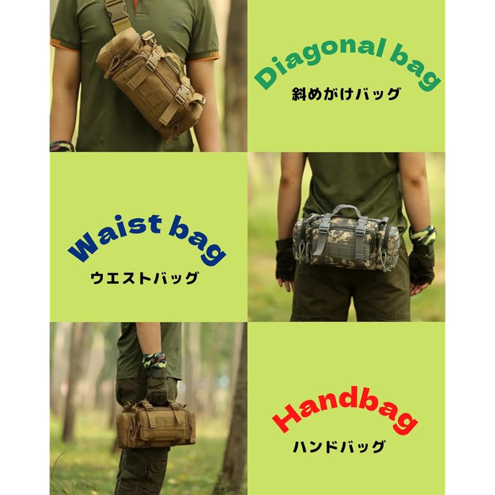 Regipro B Military 3WAY Multifunctional Bag Waterproof Waist Pouch Shoulder Bag Fishing Camping Storage Black