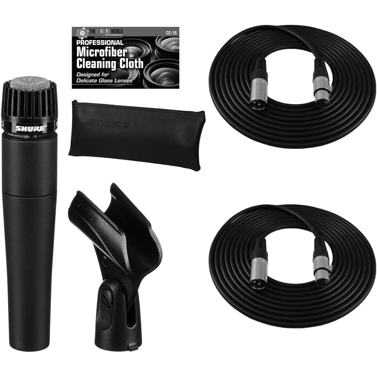 Shure SM57-LC Cardioid Dynamic Instrument Microphone + 2 XLR Cables