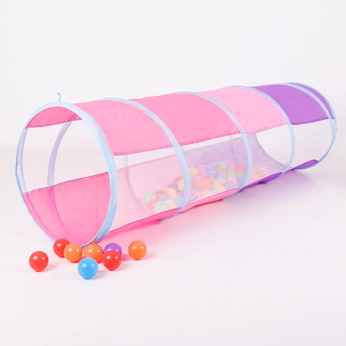 Kids Play Tunnel 1-3 Toddler Tunnel Pop Up Crawl Tunnel Toys for Toddlers Babies Kids Mesh See-Through Foldable Tent Gift for Girls Boys