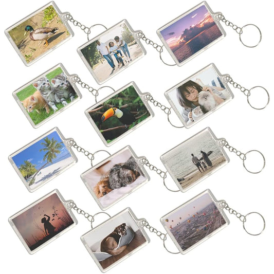 ArtCreativity Photo Keychains for Kids - Set of 12 with Clear Slots for Photos - Classic Keychains, Backpack Charms, Stocking Stuffers, Party Favors for Adults and Kids