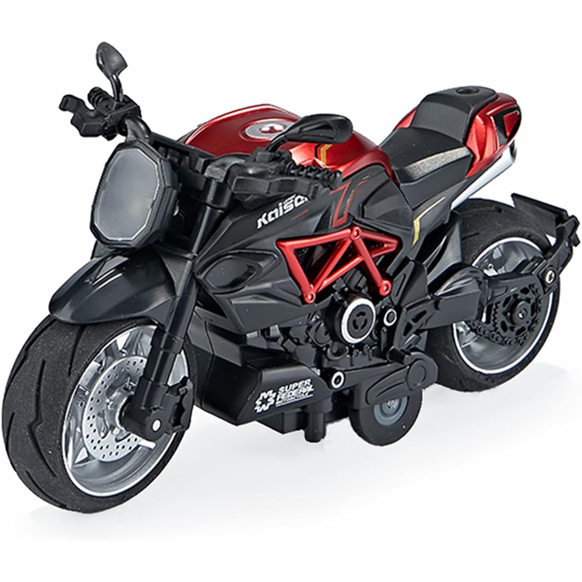 Gilumza Pull Back Motorcycle Toy Pull Back Gift with Music Light Classic Retro Motorcycle Toy for Boys Kids Ages 3 4 5 6 7 8 (Red)