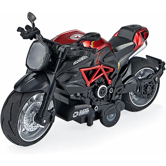Gilumza Pull Back Motorcycle Toy Pull Back Gift with Music Light Classic Retro Motorcycle Toy for Boys Kids Ages 3 4 5 6 7 8 (Red)