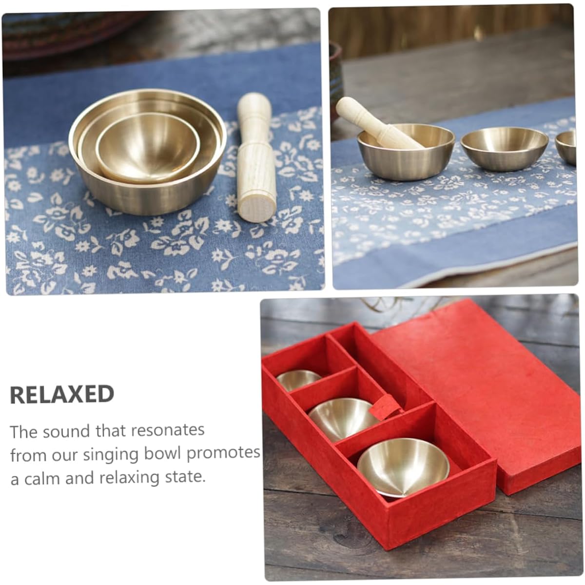 VINTORKY 1 Set Buddhist Music Bowl Tibetan Bowl Singing Bowl Mallet Light Mini Tibetan Singing Bowl Creative Singing Bowl Manual Buddha Singing Bowl