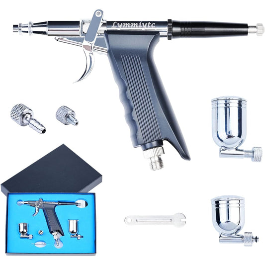 Gravity Feed Airbrush Trigger Kit Spray Gun Tattoo Makeup Nail Art Model Painting (SP166TH Airbrush Kit 0.2mm Needle)