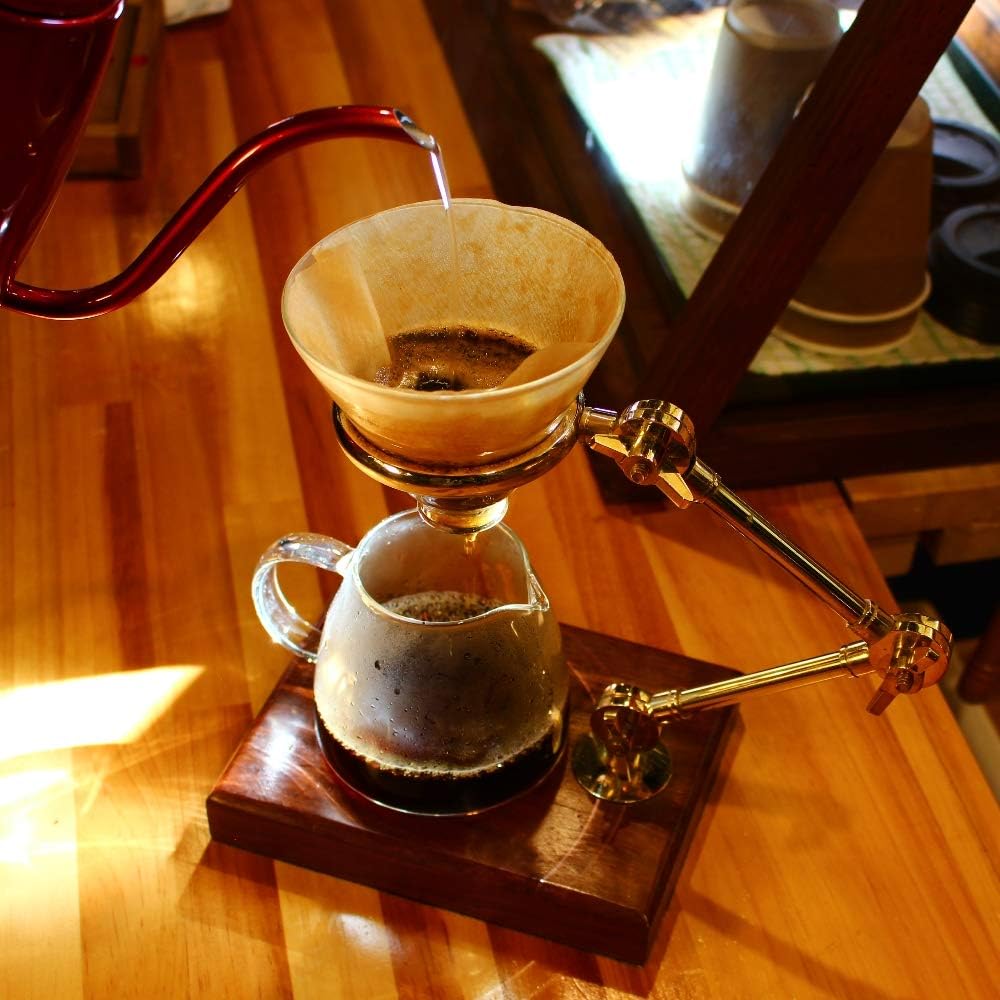 Stylish coffee server set (brass stand, dripper, glass pot) drip coffee hand drip coffee time coffee cafe dripper coffee dripper brass products