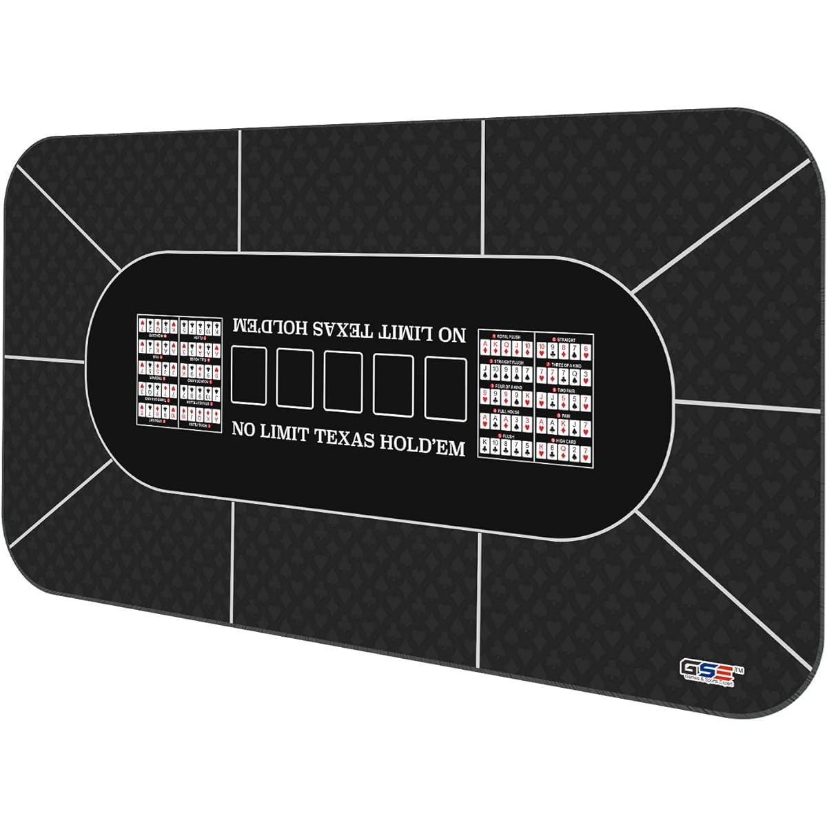 GSE Games & Sports Expert 70" x 35" Portable Rubber Foam Poker Table Top Layout Mat | Dining Table Poker Cover with Carry Bag (Black)