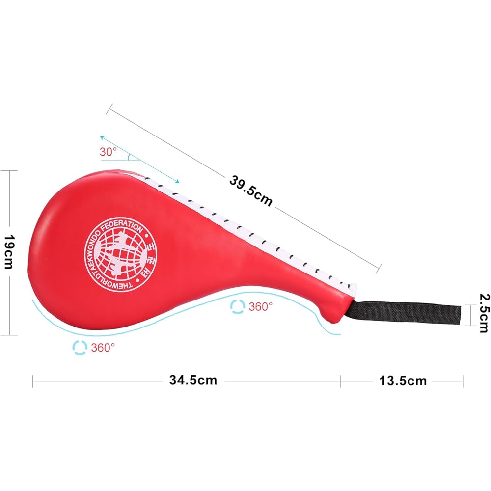 Double hand mitts, boxing mitts, punching mitts, for kickboxing, karate, taekwondo, muay thai, martial arts, martial arts training, practice, releases stress, the sound of a clean hit is pleasant, lightweight, left and right pair, ambidextrous (red - 1 p