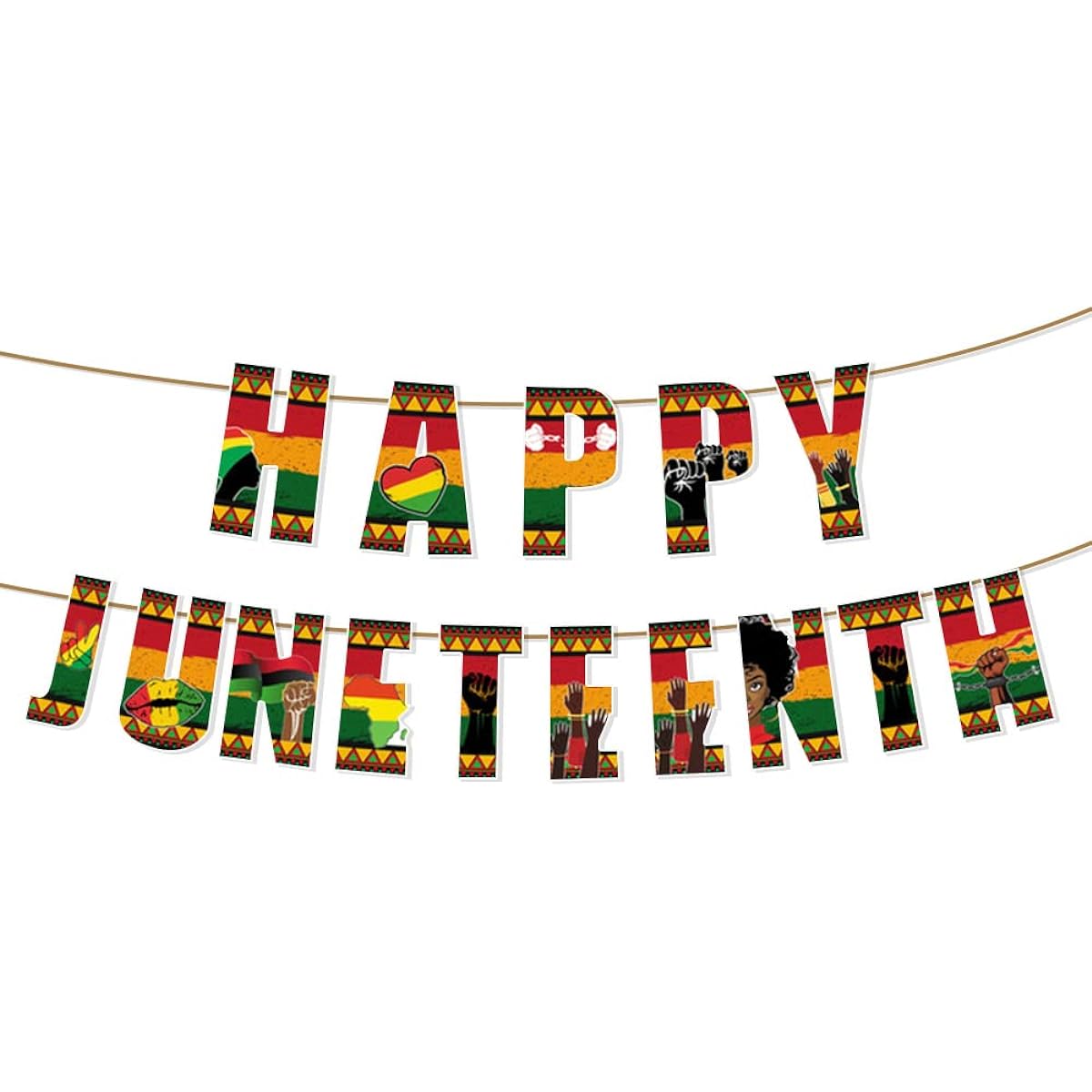 Happy Juneteenth Banner June Celebration Decoration Happy Juneteenth Words Hands Banner Decoration June 10th Unity Month Party Decoration Home Indoor Gathering Decoration Supplies