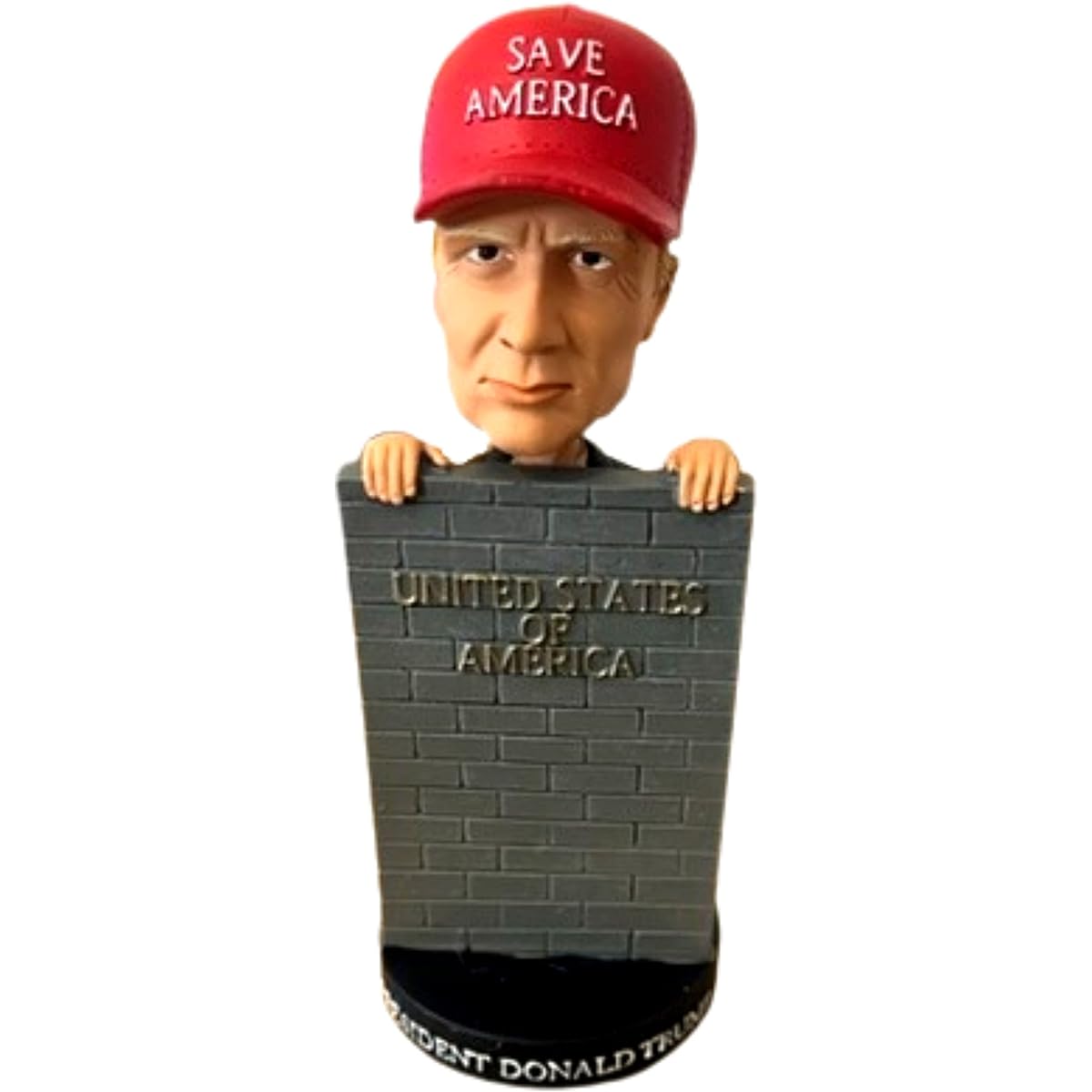 President Trump 2024 Save America Bobblehead Doll | MAGA Border Wall Theme Donald Trump Figure | Build a Wall Bobblehead for Republican Trump Supporters