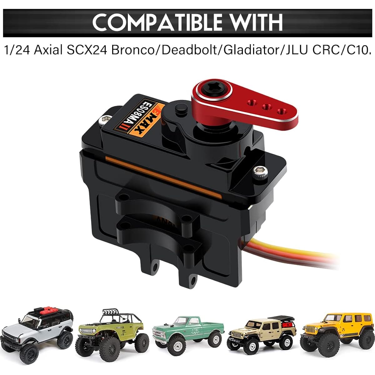 EPINON AXIAL SCX24 Servo Metal Gear EMAX Servo Steering Servo Servo Mount Bracket and Arm and Steering Link Set SCX24 Upgrade Parts (Red)