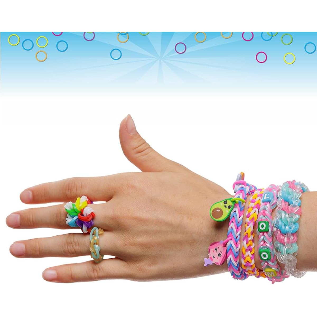Rainbow Loom Bandai Loomi-Pal Mega Combo Jewelry Maker Craft | DIY Bracelet Maker | Rubber Loom Bands Packet | Loom Bands Kit for Boys and Girls | Loom Bands Accessories with Charms and Beads