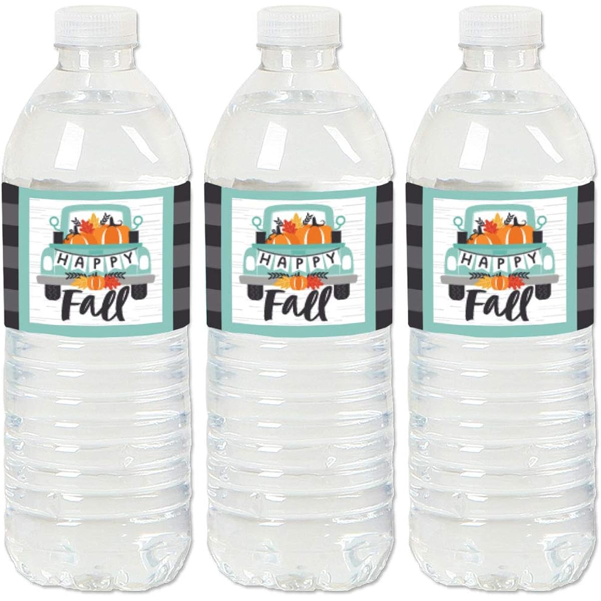 Big Dot of Happiness Happy Fall Truck - Harvest Pumpkin Party Water Bottle Sticker Labels - Set of 20