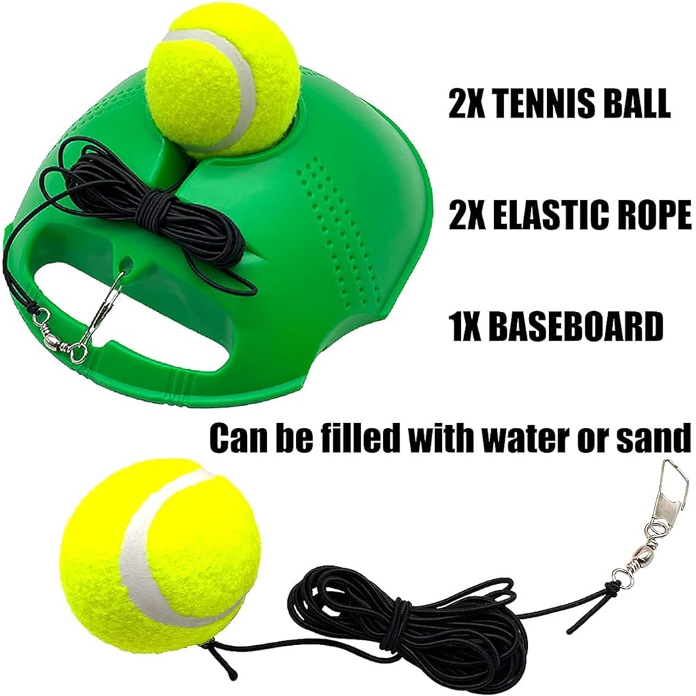 TaktZeit Tennis Trainer Rebound Baseboard Self Tennis Training Tool Ball Back Training Gear with 2 String Balls