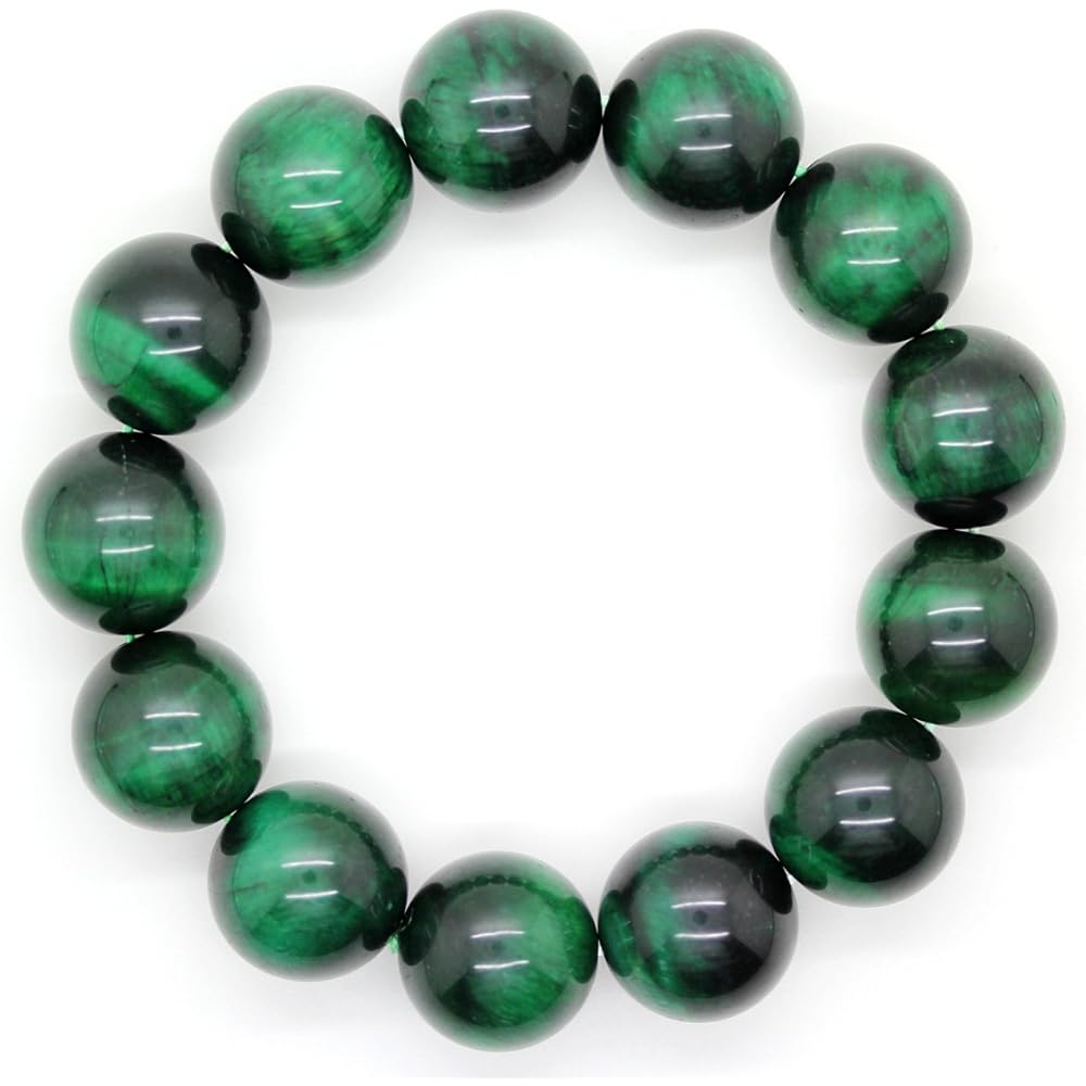 Sekihui Green Tiger Eye 18mm Prayer Bead Bracelet Explosive Money Luck!! Money Luck, Work Luck, Financial Luck [b184_1]