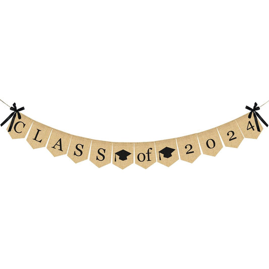 2019 Graduation Banner Burlap - No DIY Required | Rustic Vintage Graduation Decorations Sign for College Graduation Party High School Graduation Party Supplies 2019