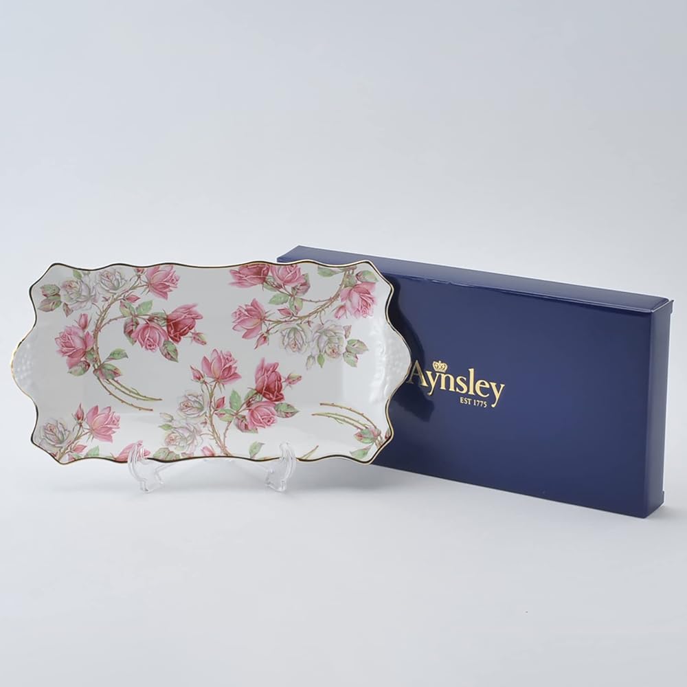 Aynsley Elizabeth Rose Pink Sandwich Tray Plate Approx. 31.5 x 15.5cm EROS20647C