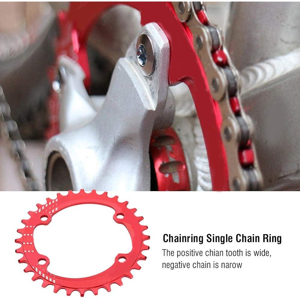 Bicycle Chainring, 96mm BCD 32T 34T 36T 38T Bicycle Single Chainring Guard Compatible with M6000 M7000 M8000 Race Bike Single Narrow Wide Round Chainring