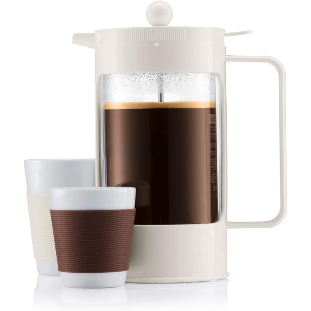 BODUM Coffee Maker Coffee Press BEAN French Press Coffee Maker 1000ml Off White Stainless Steel Filter Glass Beaker Immersion Type Coffee Locking Lid [Genuine Product] 11376-913