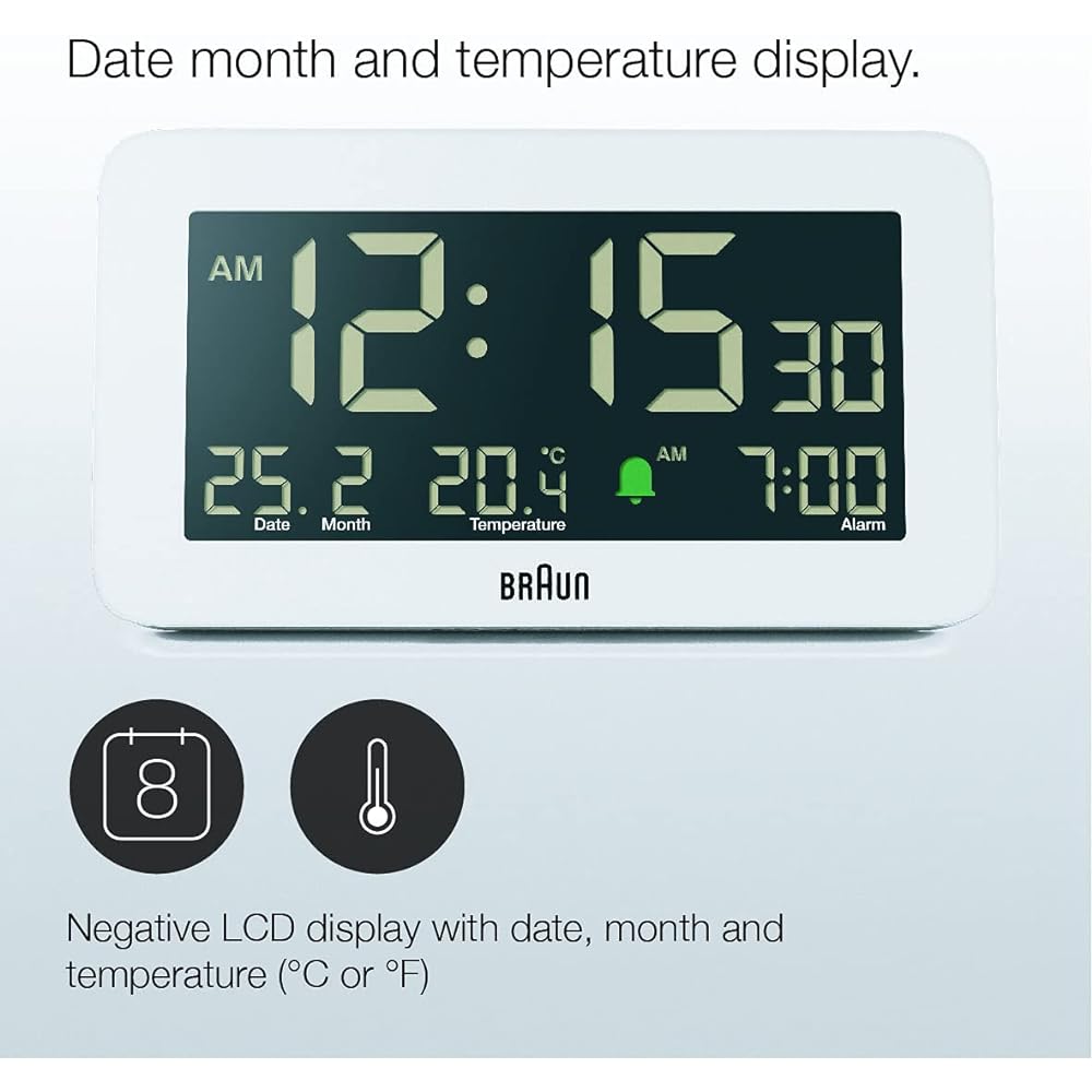 BRAUN Digital Alarm Clock BC10W