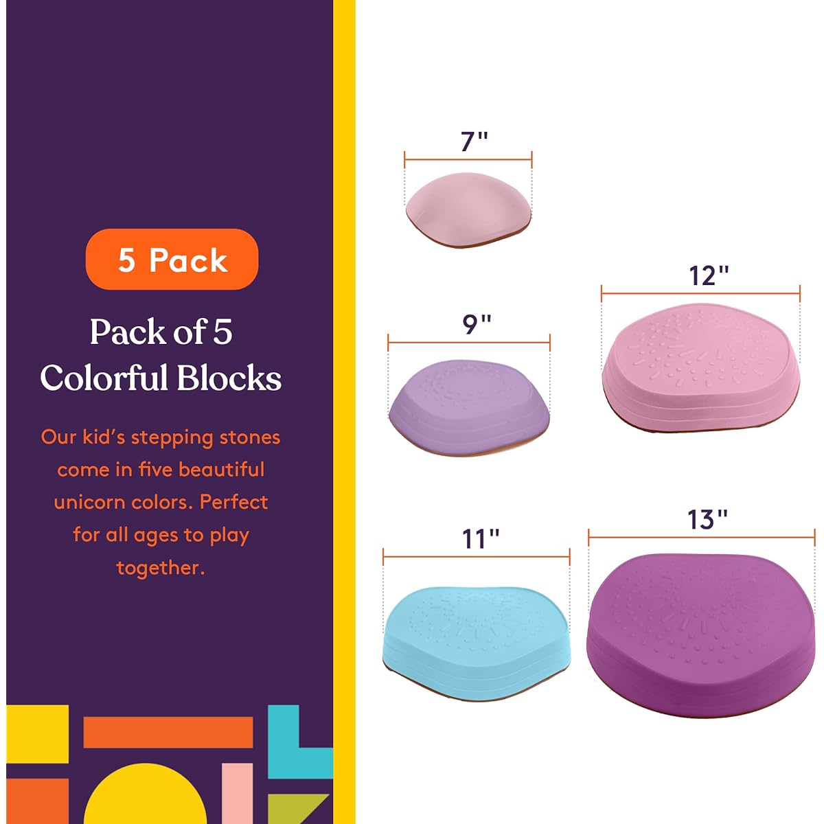Special Supplies Kids Stepping Stones 5 Balanced Indoor and Outdoor Blocks Coordinated Balance Strength Child-Safe Rubber Non-Slip Edged Stackable