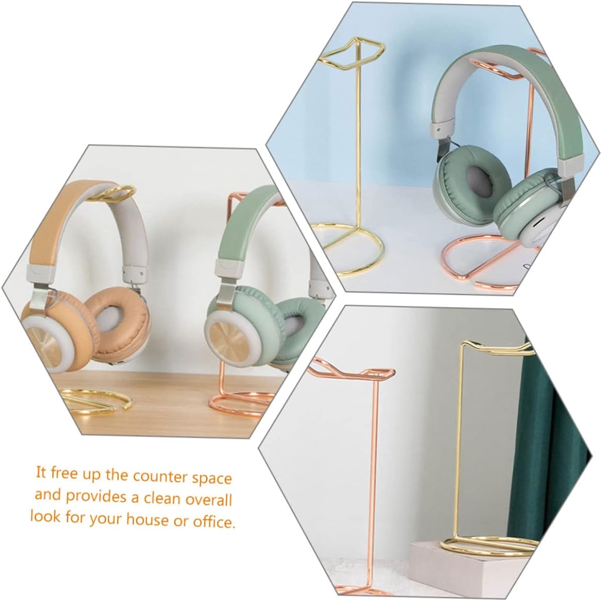 SWOOMEY Headset Simple Headphone Stand Headband Stand Desk Accessories Headset Rack Earphone Support Hanger Headset Frame Iron Rose Gold Headset Holder