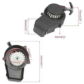 HIAORS Alloy Recoil Pull Starter 47cc 49cc 50cc 2 Stroke Syx Moto Holeshot SSR SX50 Coolster QG50 Mototec Demon Xpro Hawk DRX Kids Mini Dirt Bike Apex Kagurari Pocket Rocket Bike Quad ATV Parts