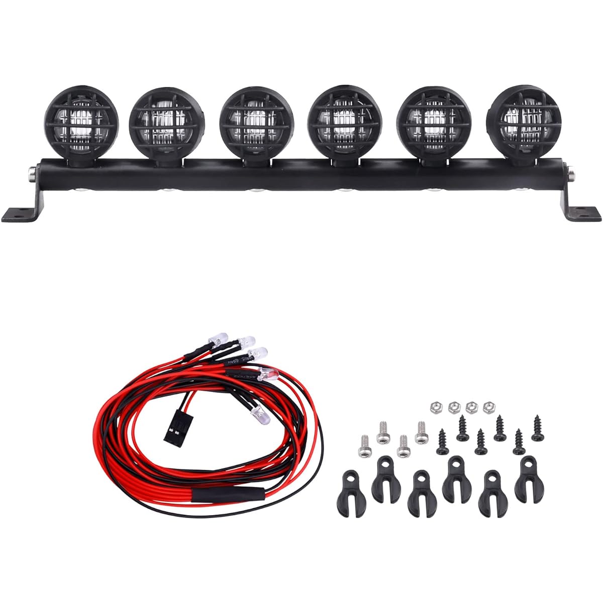 GoHobby 110mm 1/10 RC LED Light Bar Roof LED Lamp Kit 6 Lights LED TRX4 Traxxas Slash 4x4 2WD Stampede SCX10 & SCX10 II Redcat Gen7 Gen 8 Crawler Car Truck