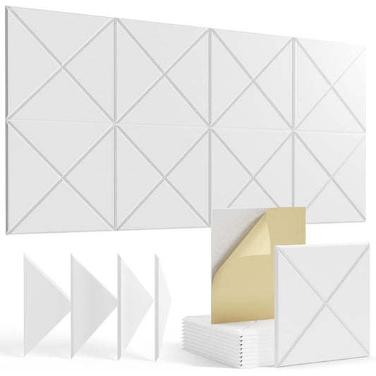 12 pack Acoustic Panels With Self-Adhesive, 12"X 12"X 0.4"Sound Proof Foam Panels, Sound Panels High Density, Soundproof Wall Panels for Home Studio Office Game Room-White