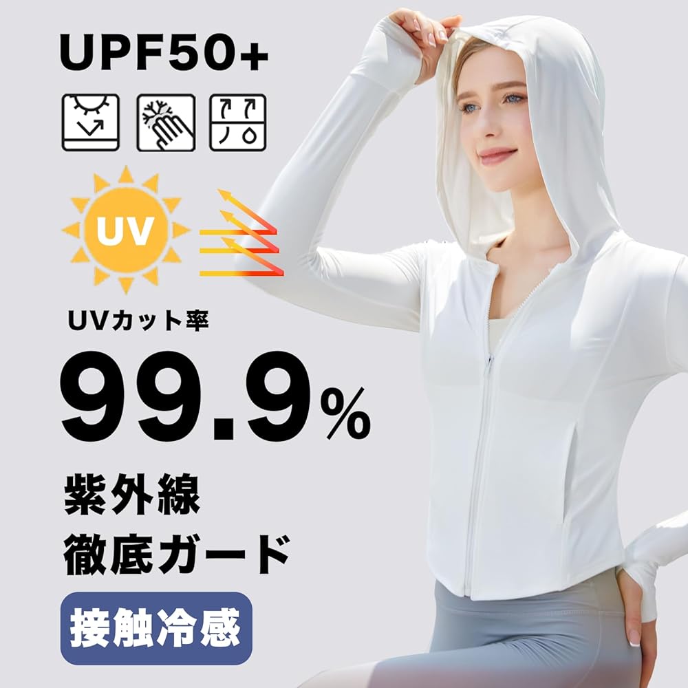 [Fitwings] Style Up UV Parka UPF50+ UV Protection Rash Guard Women's Cool Touch Feeling Style Up Curvy Long Sleeve Round Cut