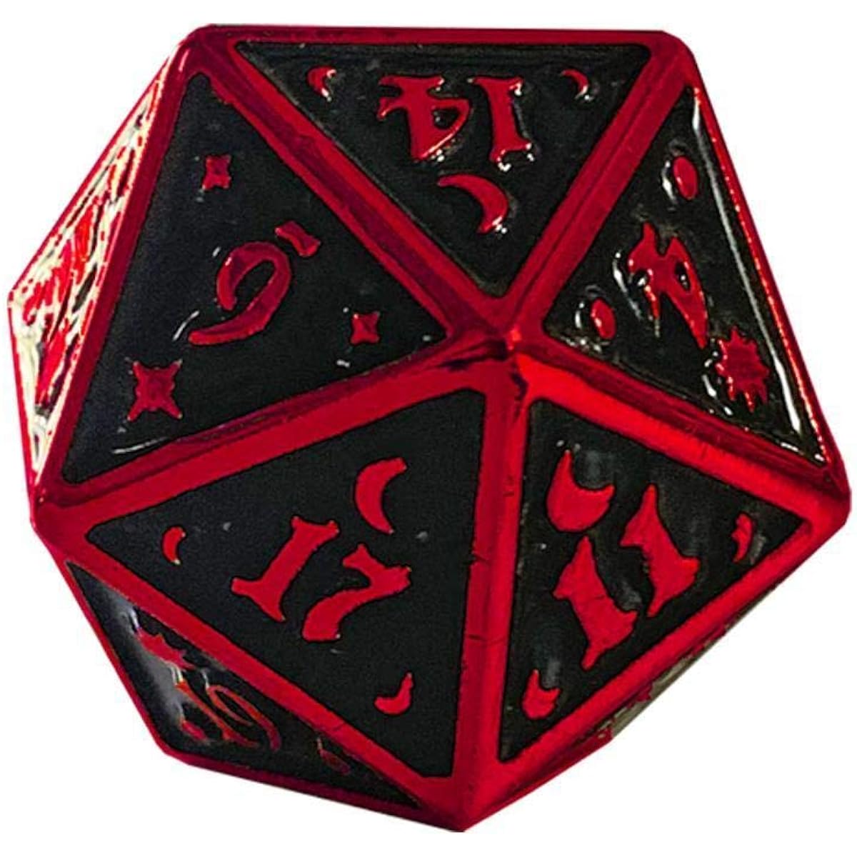 Fantasydice Night's Watch Large Single D20 Red Metal Dice for Dungeons & Dragons (D&D, DND 5th Edition), Call of Cthulhu, Warhammer, Shadowrun, All Tabletop RPGs