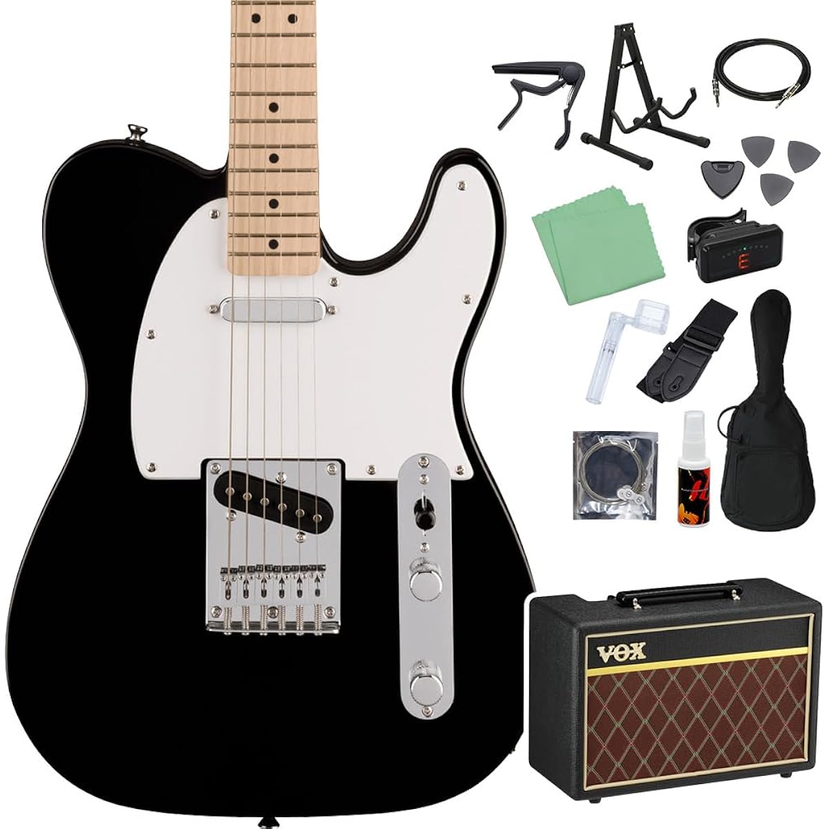 Squier by Fender SONIC TELECASTER Black 14-piece electric guitar beginner set [with VOX amp] Telecaster Squier/Squier