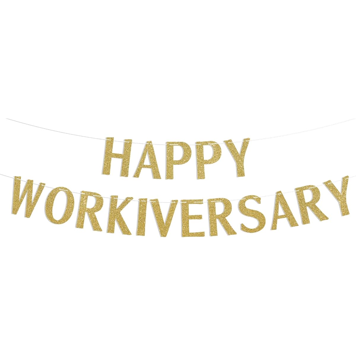 Gold Glitter Happy Workiversary Banner - Work Party Office Party Hanging Letter Sign Happy Work Anniversary Party Decorations