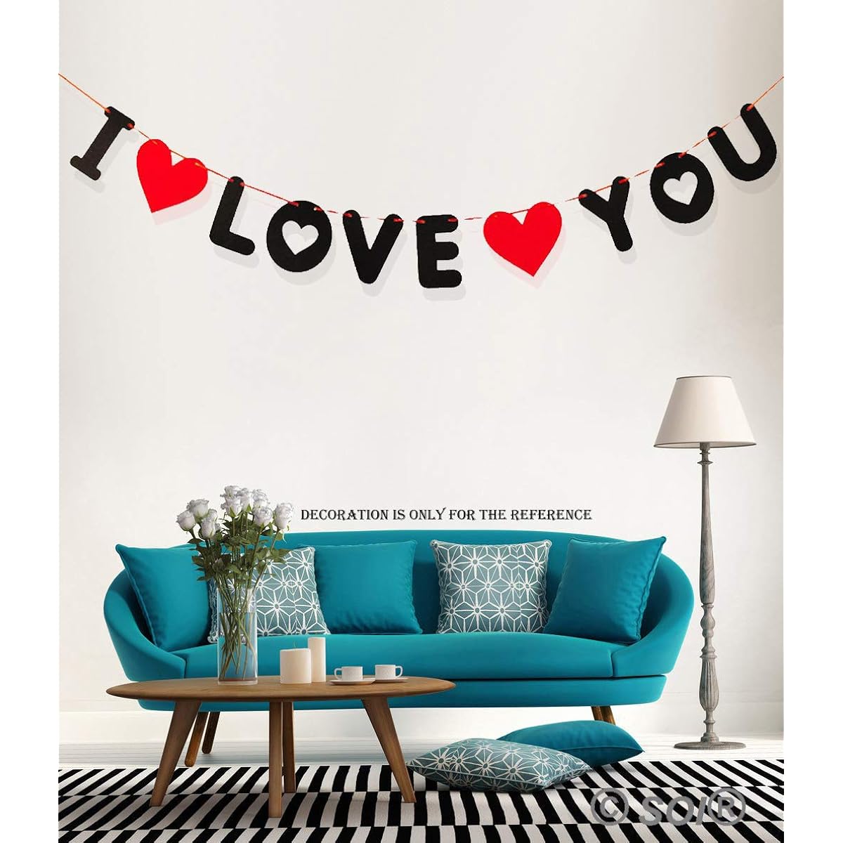 SOI ® 17" I Love You Letter Red Banner for Anniversary Engagement Valentine Couples Party Decorations (I Love You Banner)