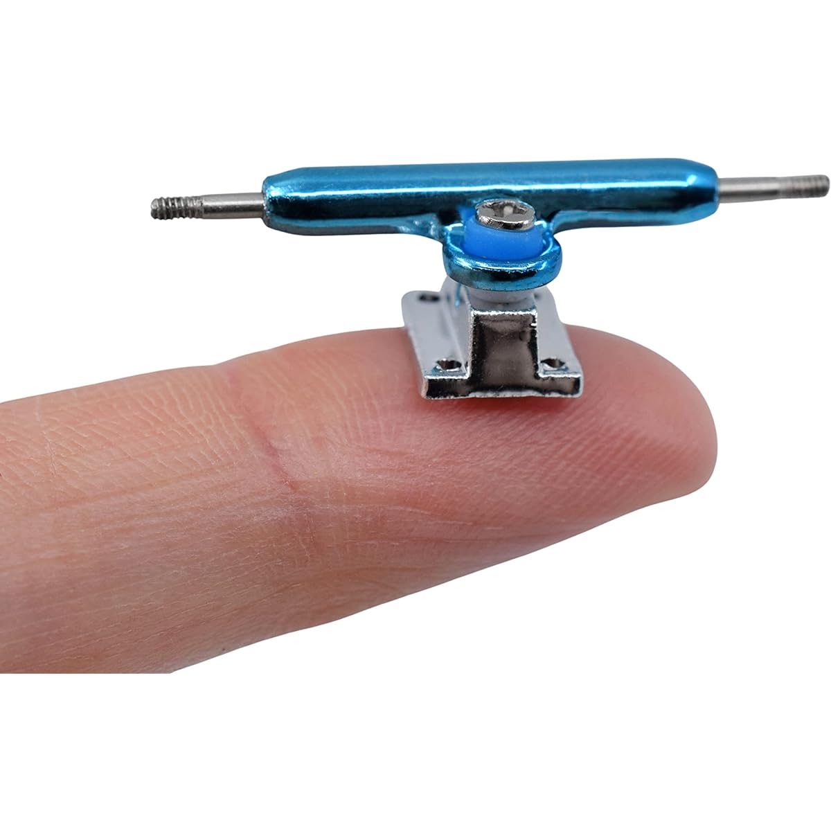 Teak Tuning Prodigy Pro Inverted Fingerboard Trucks, Gold Color Lock Nut & Urethane Tuning, Electric Blue Color, 34mm Width, Inverted Kingpin, Solid Axle Style, Tuned & Assembled