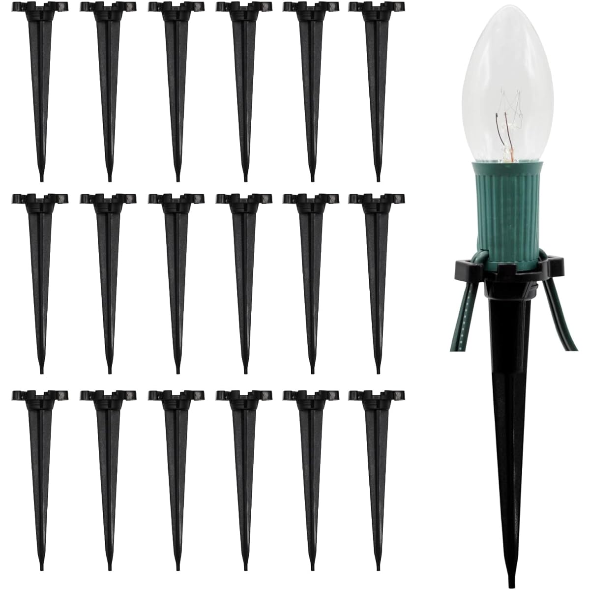 Projectpak Christmas Light Stakes 4.5" for C7 C9 String Lights, Ground Stakes for Outdoor Path Lighting, Pack of 100