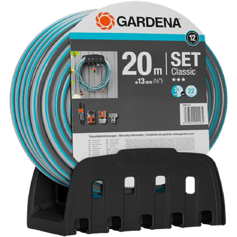 GARDENA 20m hose/hose holder set (with connector and cleaning nozzle) 18005-20