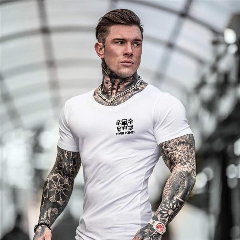 [Samy] Training Wear Men's T-Shirt Stretch Short Sleeve Sports Shirt Muscle Training Fitness DX550