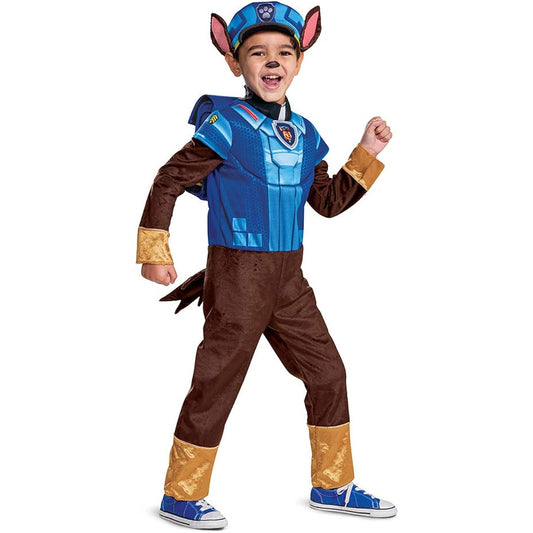 [Heywood] Chase Costume Hat and Jumpsuit for Boys, Deluxe Paw Patrol Movie Character Outfit with Badge, Toddler Size Large (4-6)